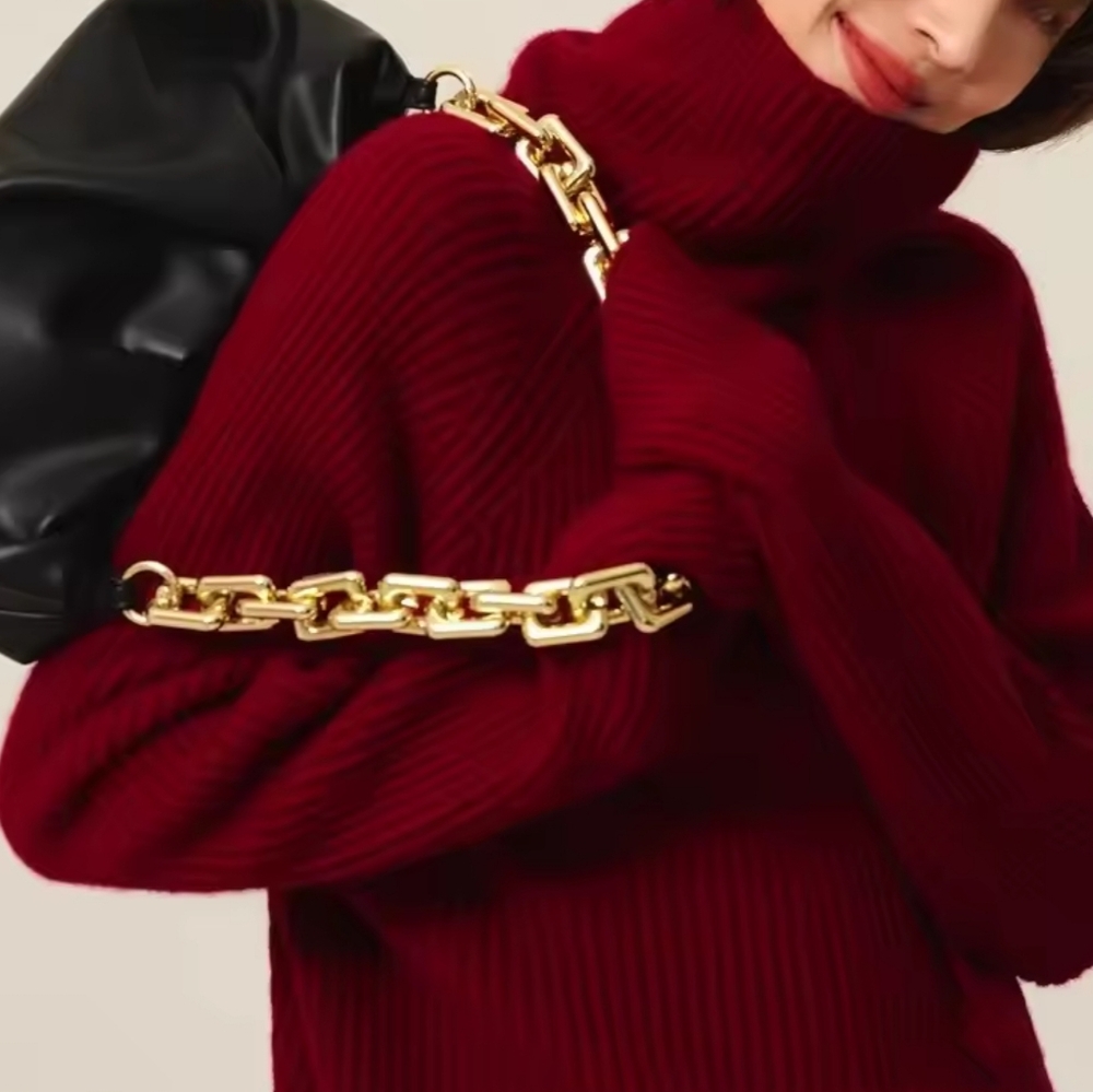 100% cashmere sweater women loose thickening age reduction niche vintage red - Picture 7 of 9